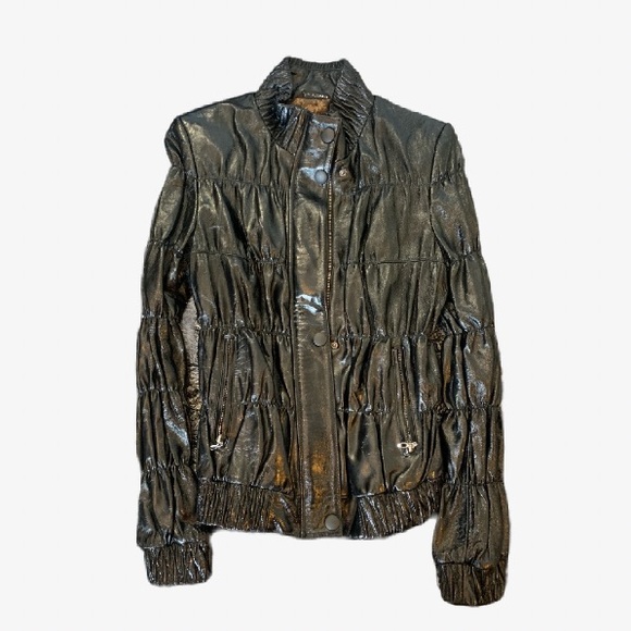 Vintage Liquid Leather Jacket Rock Industrial Goth Witchy 90’s Women’s Small - Picture 3 of 14